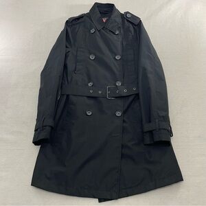 SCOTTeVEST Trench Coat Womens Small Black Double Breasted Travel Jacket TEC